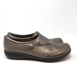 CLARKS Loafers Leather Slip On Ashland Lane Sz 9.5